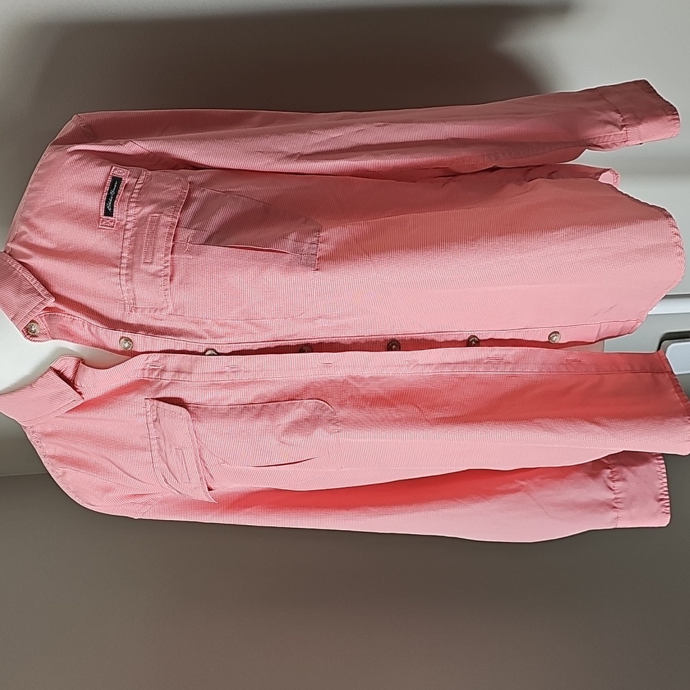 Eddie Bauer Pink Fishing Outdoor Sports Button Front Shirt. Sz Med